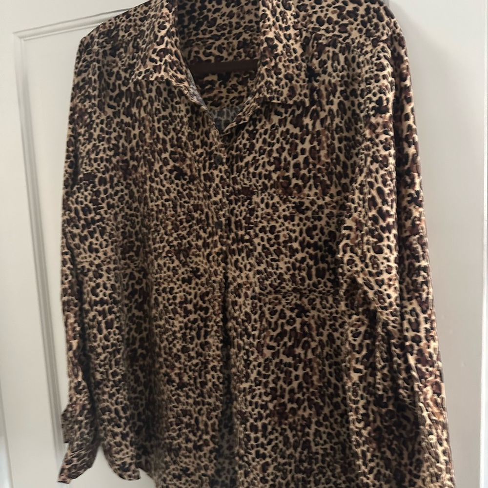 Leopard Print Button-Up Shirt